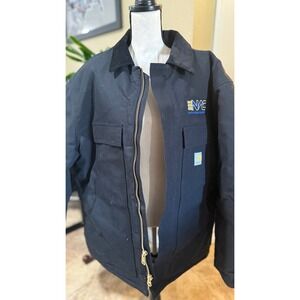 Carthartt loose fit firm duck insulated black coat jacket- NAC logo size x-large